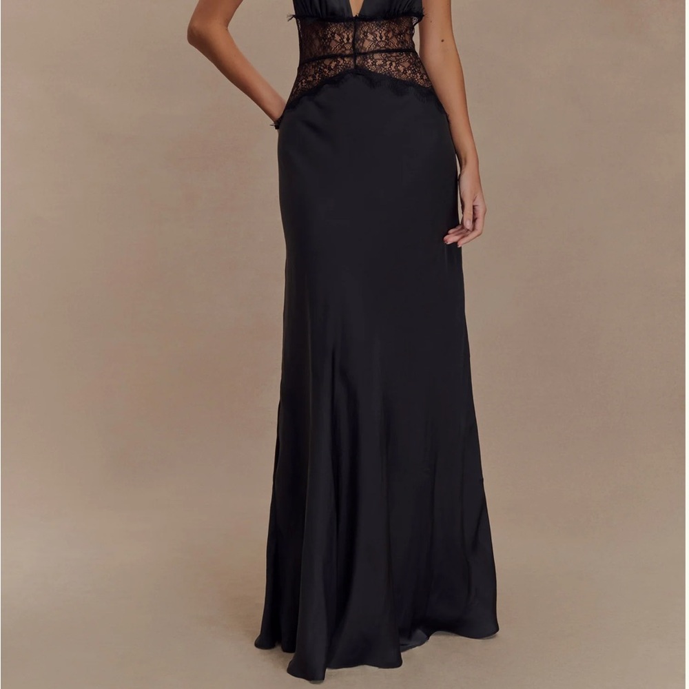 Meshki Black Backless Gown